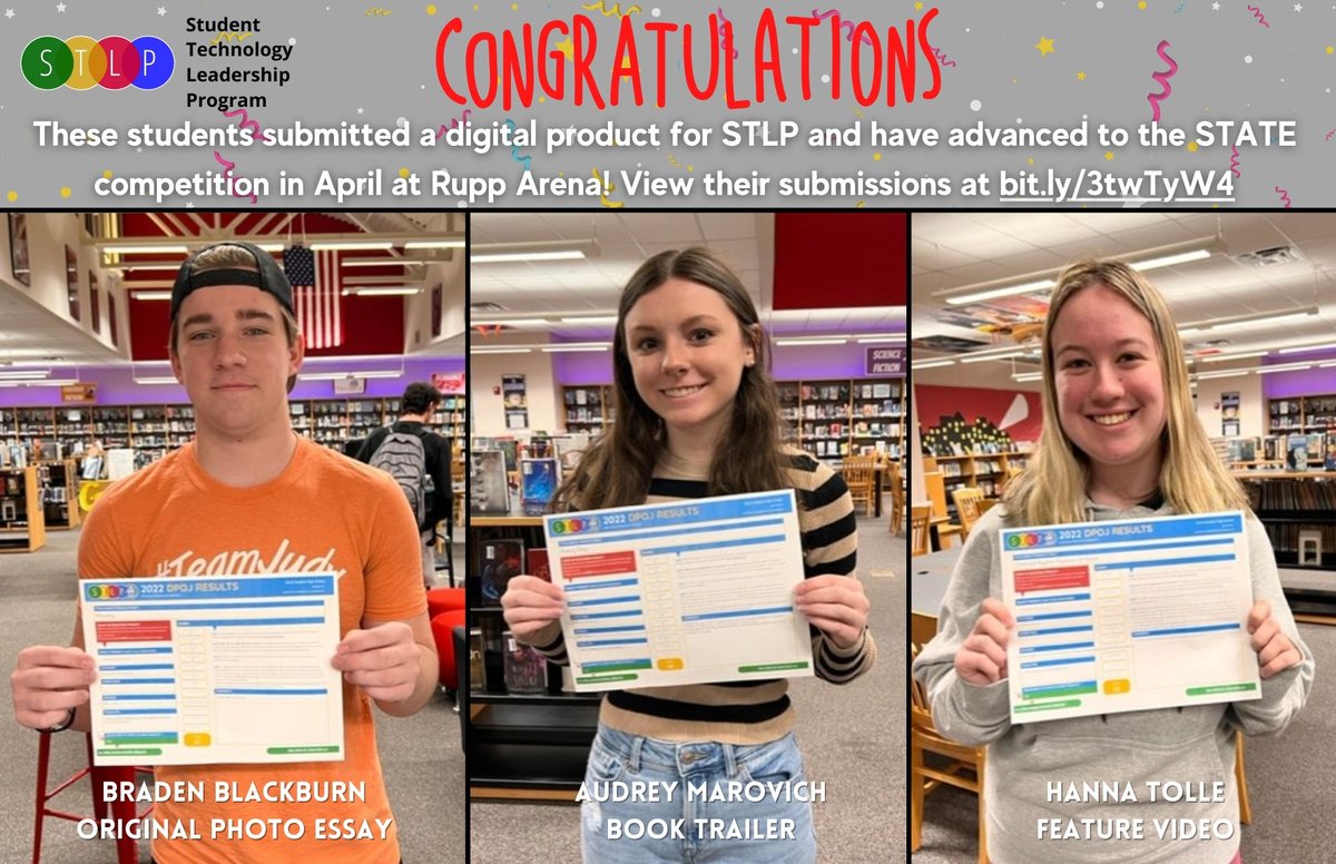 Congratulations to these students who submitted an STLP digital product and qualified for STATE! The state competition will take place in April at Rupp Arena! Way to go! #dixieSTLP <a href="/DixieHeightsHS/">Dixie Heights High School</a> <a href="/STLPKentucky/">STLP Kentucky</a> <a href="/jeffsebulsky/">Jeff Sebulsky</a> Check out their submissions at bit.ly/3twTyW4