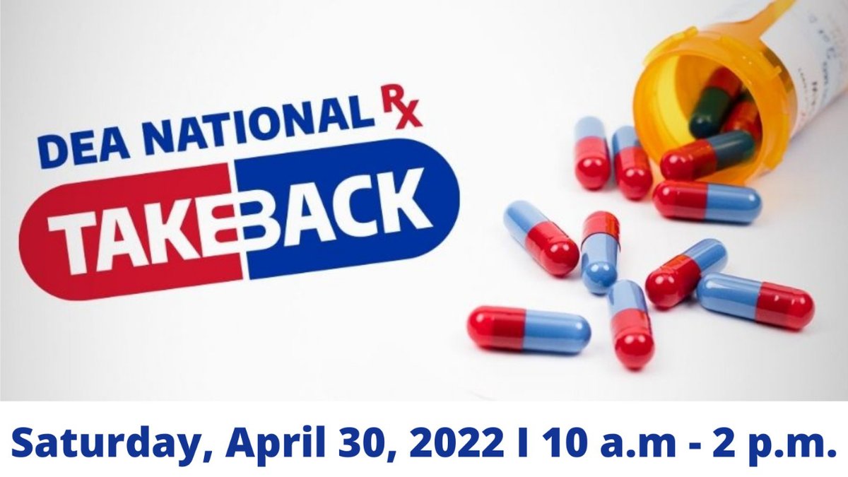 StAlbansWVPD's tweet photo. Mark your calendars for the next Drug Take Back event! On April 30, 2022, from 10-2, you can bring us any prescription drugs that you no longer need. We'll be behind the Police/Fire Station at 51 Sixth Avenue. There will also be a paper shredding truck available, free of charge! https://t.co/SxFvwlaZWV