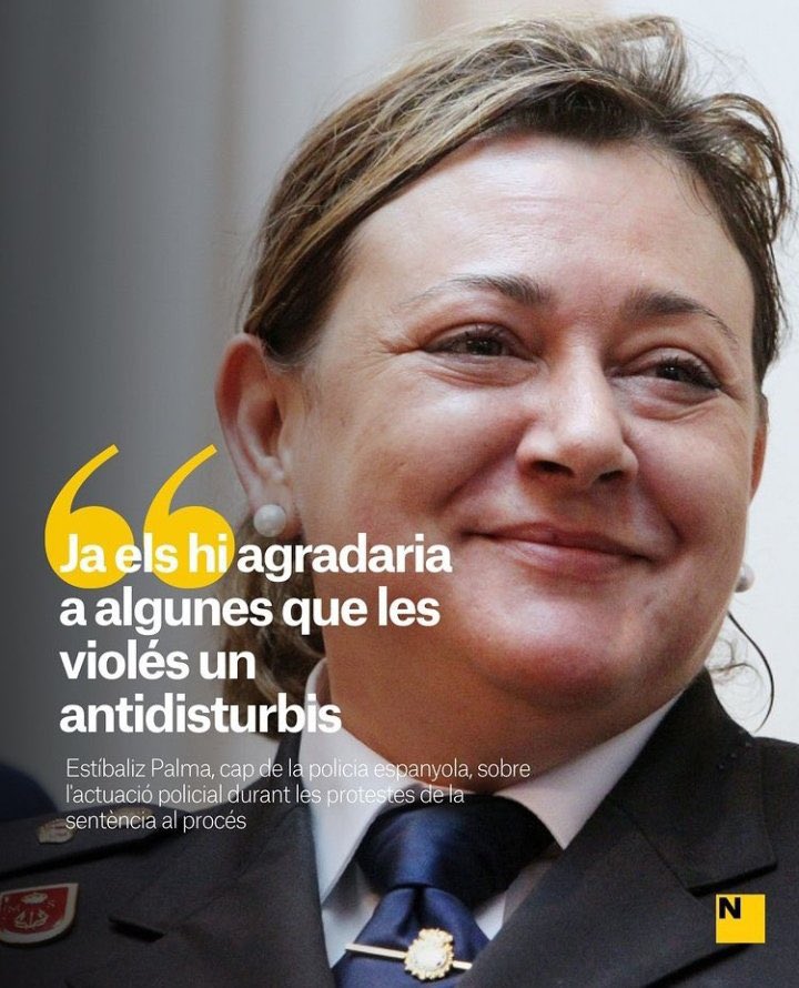 josepalay's tweet photo. Spanish high-ranking police officer, Estíbaliz Palma, says that Catalan women would like to be raped by Spanish policemen @EU_Commission @UNHumanRights https://t.co/SpZUT5NWLm