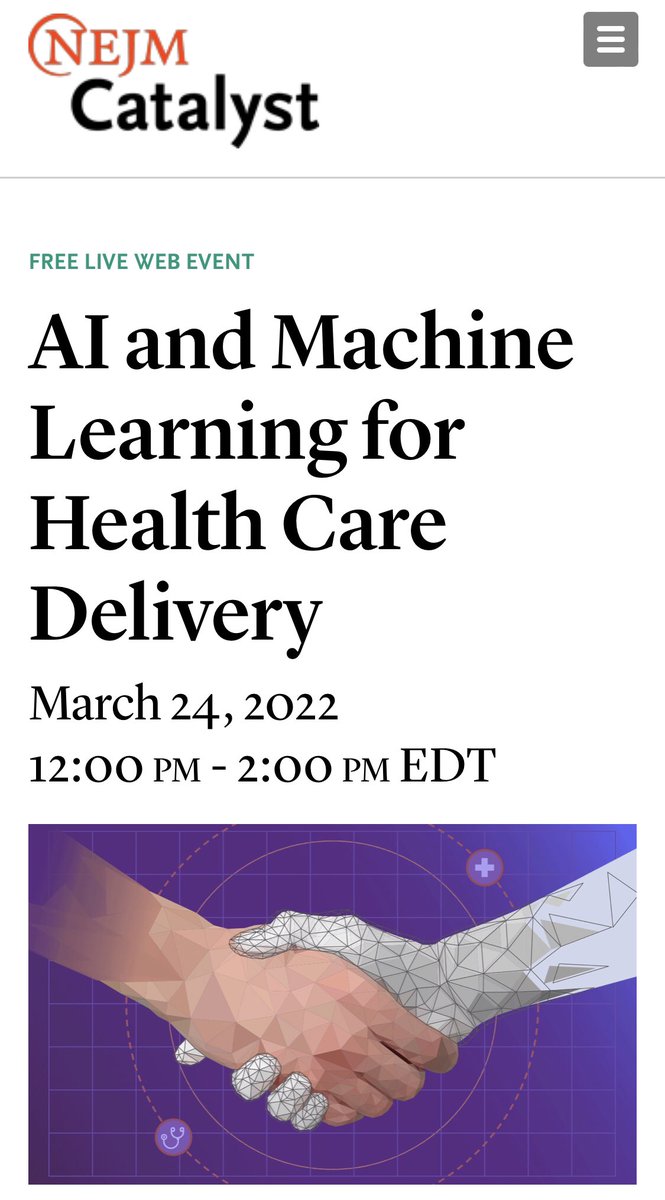 surginformatics's tweet image. 👋Don’t miss out this Thursday to attend the @nejmcatalyst free event. Our director, Dr. Gabriel Brat @bratogram, will discuss “AI for Enhancing Public Health” with public health experts and others. Link: bit.ly/3D073ku #HealthCareAI #ArtificialIntelligence #medtwitter