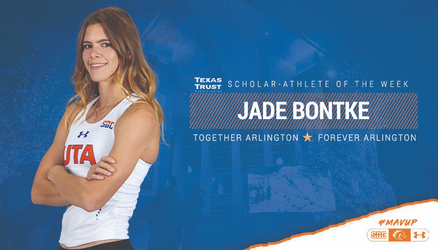 UTAMAVS's tweet photo. This week's @TexasTrustCU Scholar-Athlete is Jade Bontke!

Bontke was named an All-American after placing 13th at the NCAA Indoor Championships in the pentathlon and is the school record holder in the pentathlon with 4,096 points.She was named to the 2021 SBC Commissioner’s List. https://t.co/KuHudfhGrZ