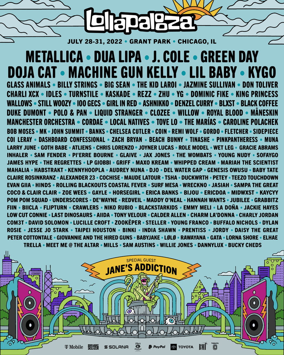 Your 2022 Lineup is here! 🙌 4-Day Tickets on sale today at 12pm CT. lollapalooza.com