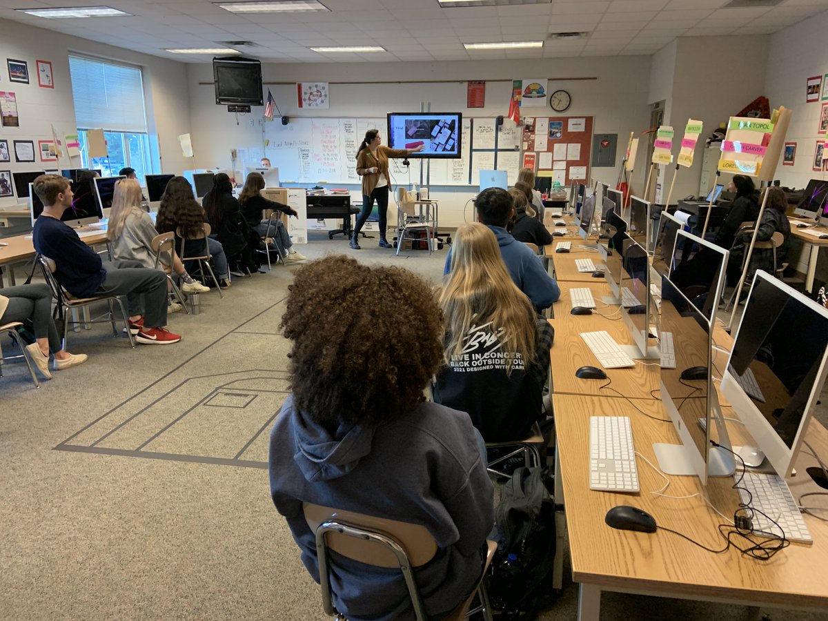 Yesterday, MCHS alumna, Melanie Smiley spoke with our students about her journey as a corporate graphic designer and the transition to owning her own Graphic Design Business. We are so thankful for people who invest in our students! <a href="/mchsmustangs/">Middle Creek HS</a>