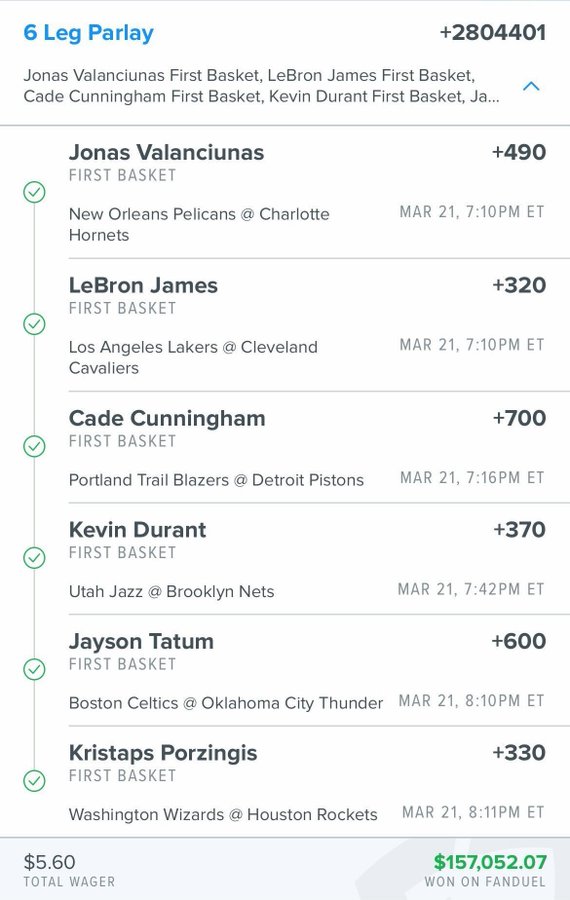 Pickswise on Twitter "INCREDIBLE first basket parlay hit by this