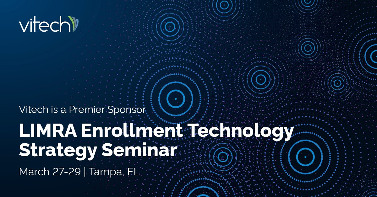 VitechSystems's tweet photo. We will be sponsoring and exhibiting at the 2022 LIMRA Enrollment Technology Strategy Seminar from March 27-29! Schedule a meeting or visit our booth to connect with our experts: https://t.co/aaenVaV3OG

@LIMRA #ETSS #VitechSystems https://t.co/etqBB1kOWp