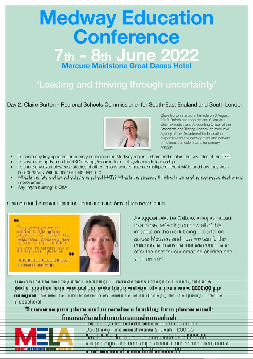Medway Educational Leaders Association (@melamedway) on Twitter photo There is still time to book on to the Medway Education Conference! Led by <a href="/learnimperative/">Mark Burns</a> with some fantastic speakers over the two days! Bookings via finance@englishmartyrs.sch.uk
A real chance to explore the current landscape post lockdown There is still time to book on to the Medway Education Conference! Led by <a href="/learnimperative/">Mark Burns</a> with some fantastic speakers over the two days! Bookings via finance@englishmartyrs.sch.uk
A real chance to explore the current landscape post lockdown