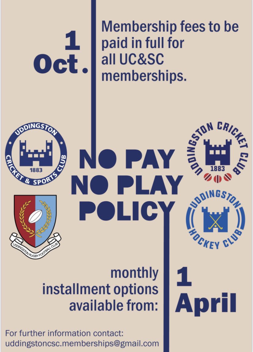 UddingstonCSC's tweet photo. Instalment options open on 01st April for cricket, hockey and rugby. 

You can join via https://t.co/BSsBAO5dTW

Any questions please email Uddingstoncsc.manager@gmail.com

@UddyHockey 
@UddyRFC 
@UddyCricket https://t.co/q182Eox2tq