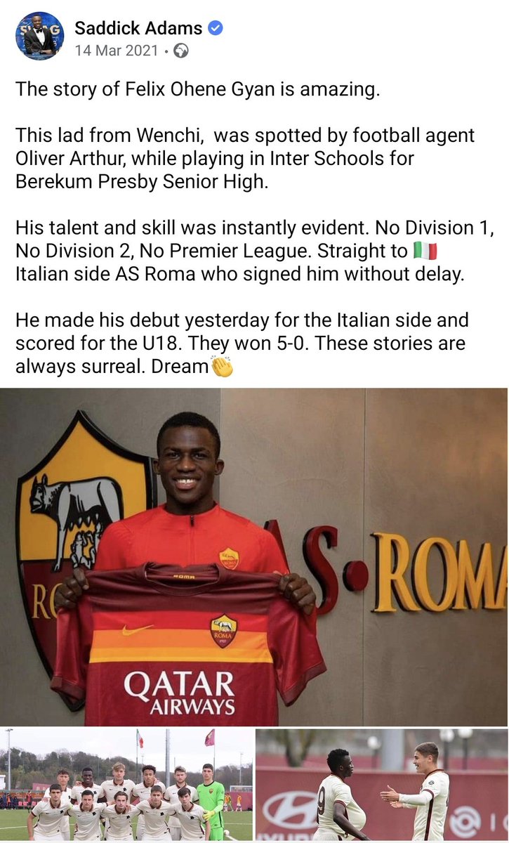 SaddickAdams's tweet photo. This boy's football career turning out like a movie script @ohenegyanfelix9 https://t.co/koNwHpJkhr