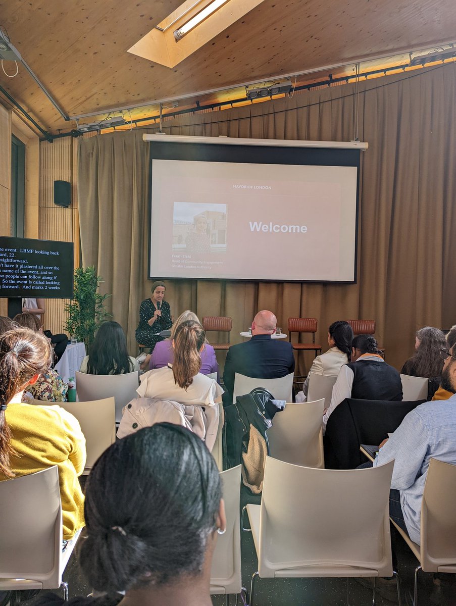 We're at the GLA's Looking Back &amp; Moving Forward event today, exploring our pandemic learnings around community engagement &amp; recovery. <a href="/Farahelahi/">Farah Elahi</a> kicks us off with a reminder of the importance of building relationships with ourselves in order to build them with others #lbmf22
