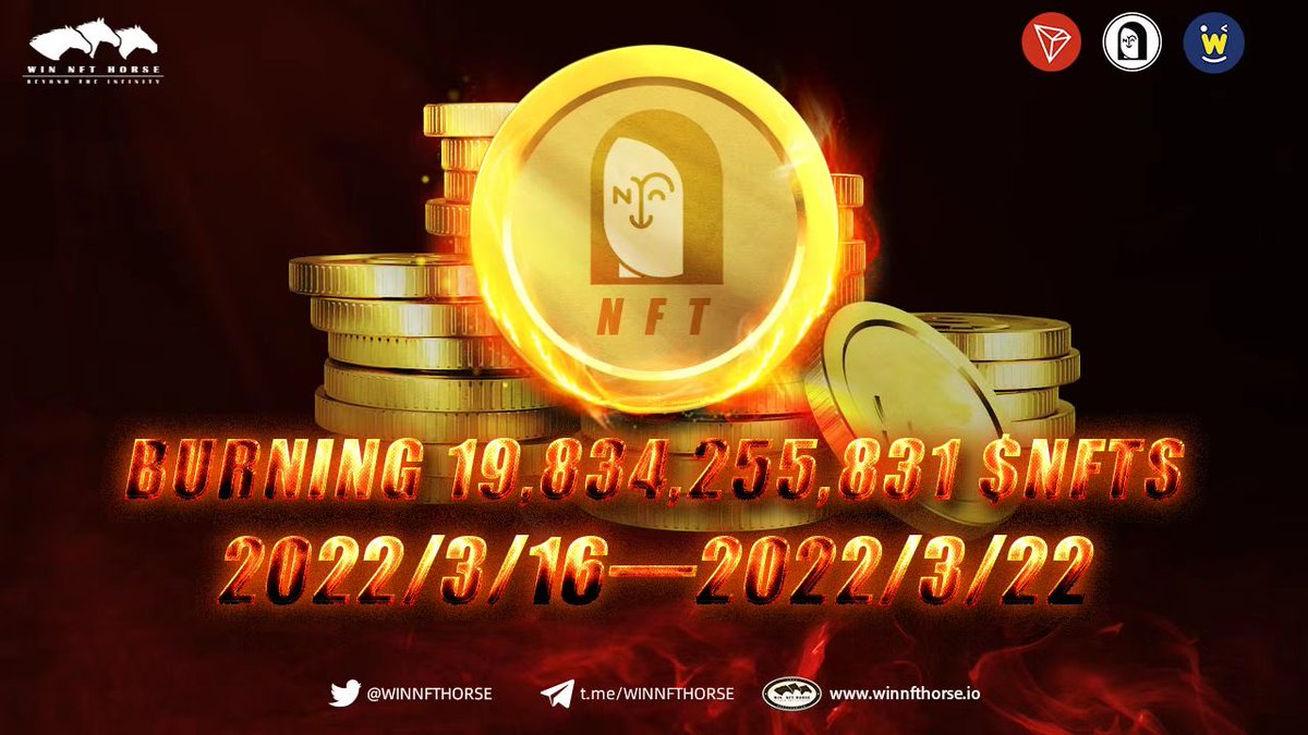 WINNFTHORSE's tweet photo. We swap the earnings of WIN NFT HORSE（3/16-3/22） into equivalent $NFT tokens on SunSwap and then burn：
 
1.TRON：14,155,765,831  NFT 
2.Binance：5,678,490,000 NFT 

Total: 19,834,255,831 NFT

Address: T9yD14Nj9j7xAB4dbGeiX9h8unkKLxmGkn https://t.co/pHxgAXdqNH