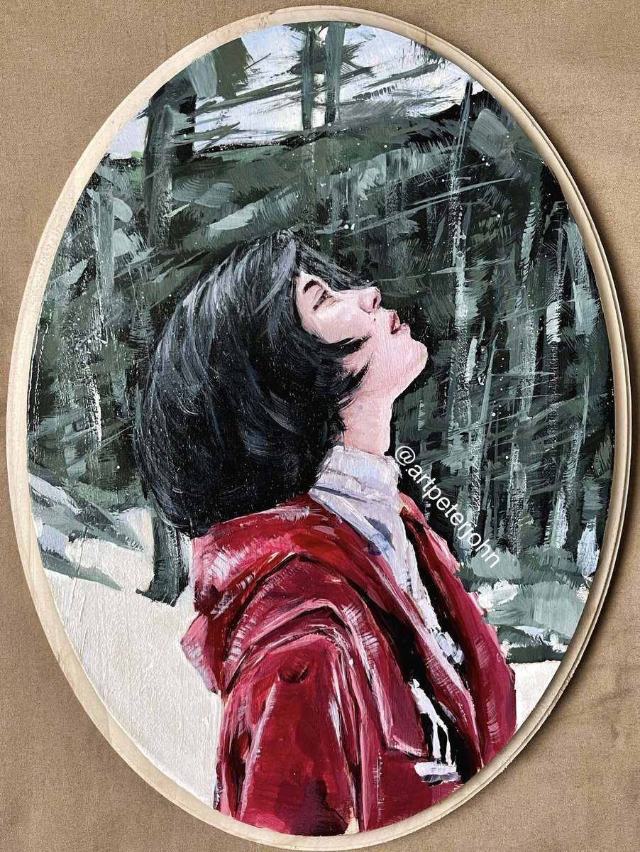 artpeterjohn's tweet photo. “The girl with the red hoodie” acrylic on 9x12 wood panel. Reference from Pinterest. 

#art #painting #acrylicpainting https://t.co/Y61ilD0h52