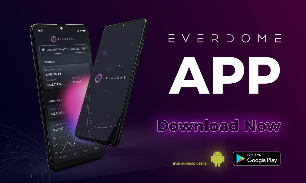Everdome's mobile app for #Android is Here!🤖 

✅ Track current DOME holding
✅ View value of your holdings
✅ See past DOME market action

Download the app here 👉play.google.com/store/apps/det…  

#TheJourneyHasBegun