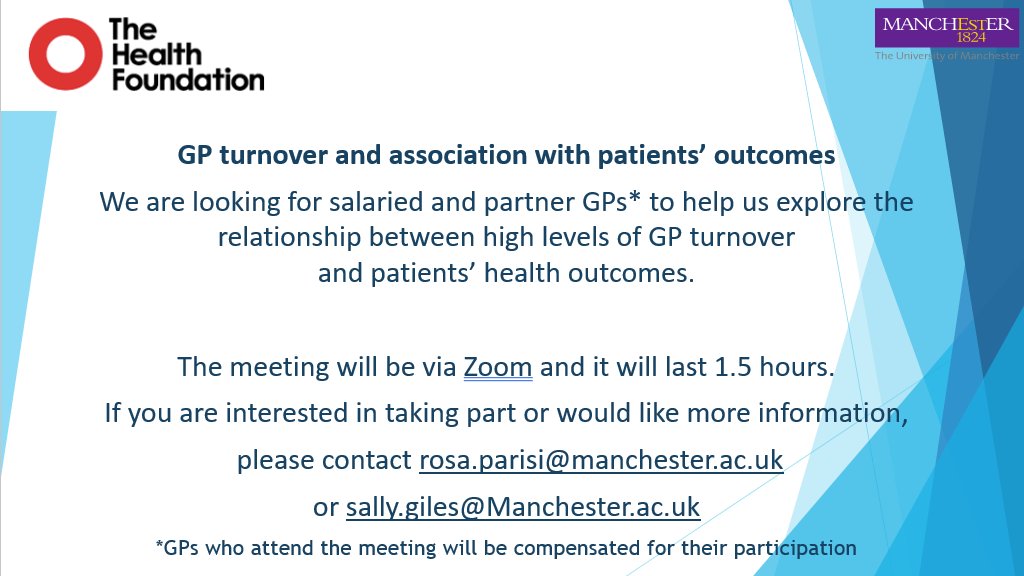 Want to help us explore the relationship btw GP turnover and patients' health outcomes? If you are a GP in the UK, we would like to hear from you.👇 Participants will get a voucher to say thanks. @sallygiles18 @HealthFdn @dataevan @SMS_Spooner @khcheck @Bowercpcman @MattXSutton