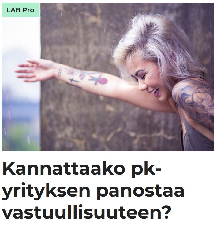 Kannattaako pk-yrityksen panostaa vastuullisuuteen? Lue artikkelini LAB Prossa labopen.fi/lab-pro/kannat… #Vihreävastuu #yritysvastuu #yritys #vastuullisuus #LABPro <a href="/LABfinland/">LABfinland</a> <a href="/laureauas/">Laurea-ammattikorkeakoulu</a> #TKI