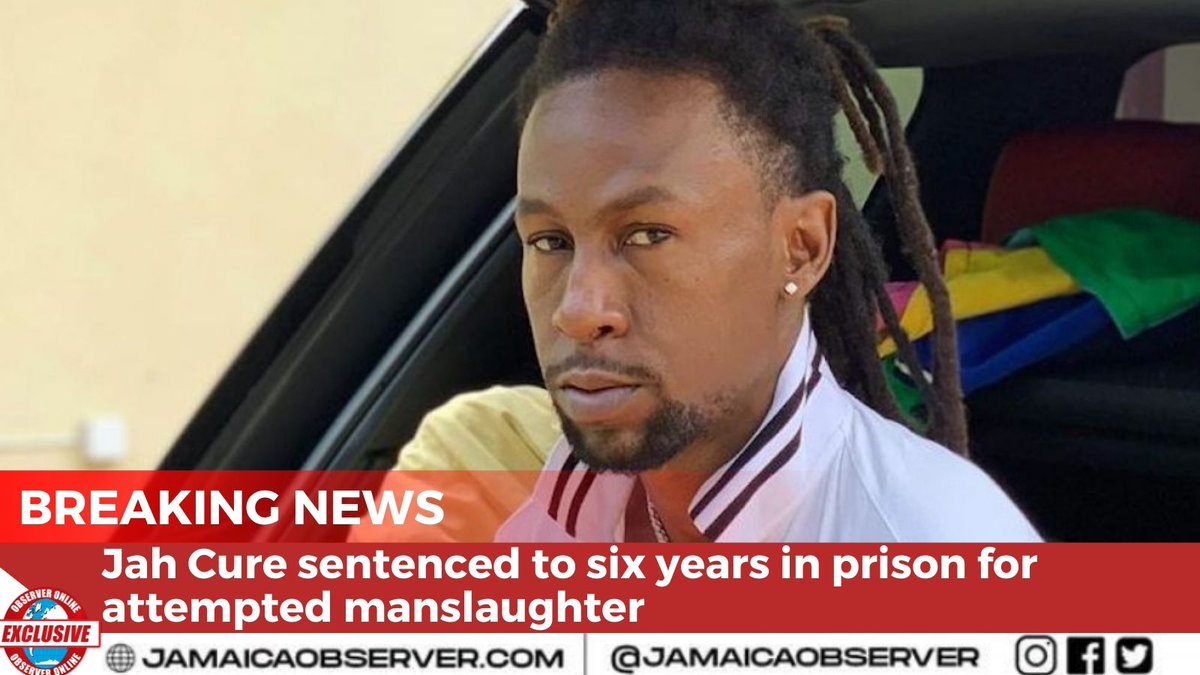 JamaicaObserver's tweet photo. #LatestNews: Reggae singer Jah Cure has been sentenced to six years in prison for attempted manslaughter. 
More details soon. https://t.co/71LpUDUWfe