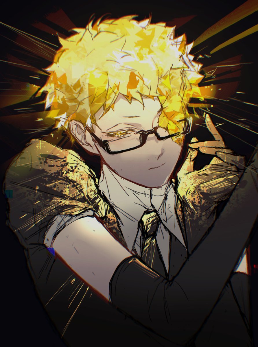 gem uniform (houseki no kuni) blonde hair glasses solo necktie short hair gloves  illustration images