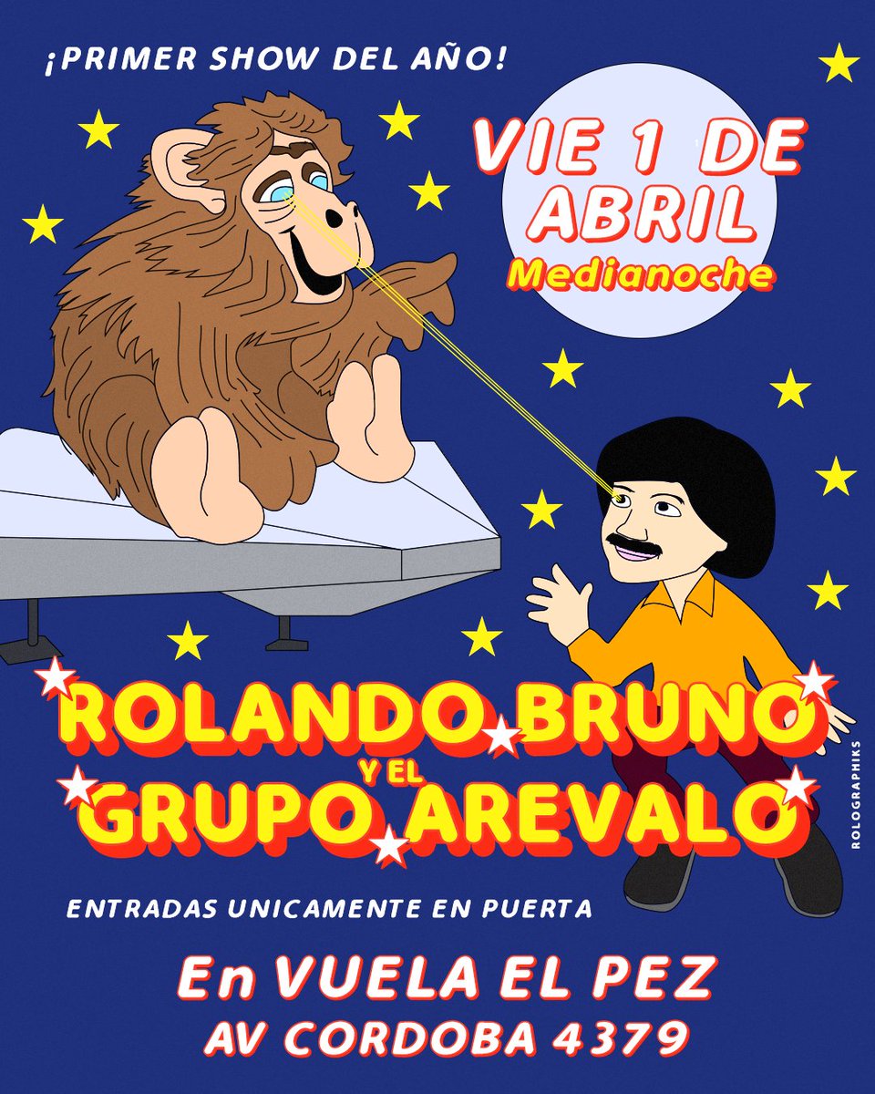 rolandobruno's tweet photo. 👽🌴🔥Se viene la primera aventura del año con El Grupo Arévalo! SHOW EN VIVO 1 de Abril en Vuela el Pez Av Córdoba 4379
#rolandobruno #shows #cumbia #cumbiatrash #recis https://t.co/oOYlsdZ2JB
