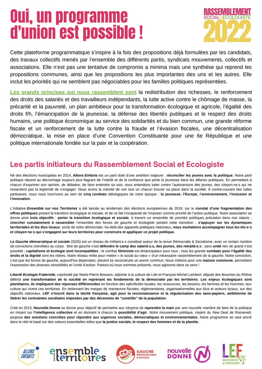 Ce rendez-vous nous a permis de travailler sur une plateforme programmatique de 150 mesures pour l’union aux législatives.

Pouvoir d'achat, environnement, justice sociale... 
👉 bit.ly/3qqyheX