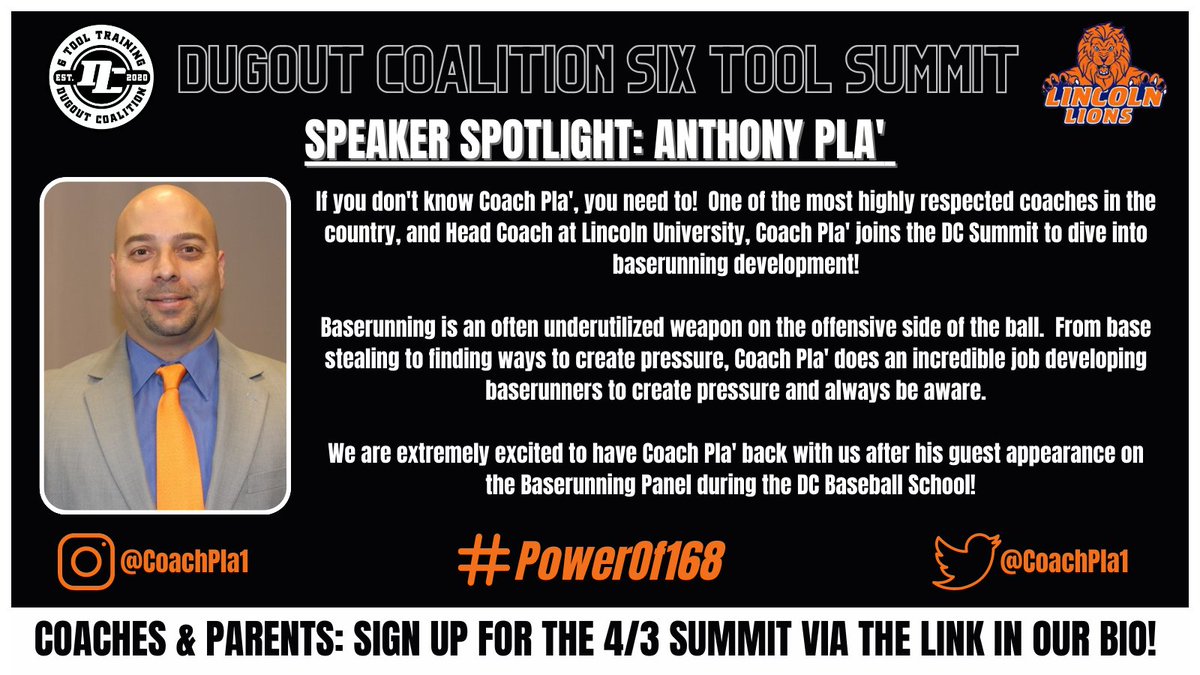 DugoutCoalition's tweet photo. After crushing the Baserunning Panel for the DC Baseball School, it's our pleasure to bring back @CoachPla1 for our #DCSummit to discuss baserunning development!

Extremely high level coach, and even better guy.  RSVP for the DC Summit below!

https://t.co/7utd20R3tk https://t.co/m9I3tvJDOv