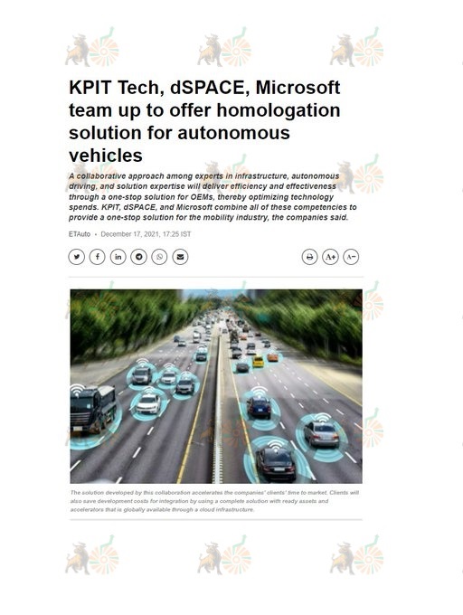  #KPIT  #Partnership #dSPACE for EV charging solution*Brings together the H/w & S/w competencies of dSPACE + KPIT  #dSPACE &  #Microsoft to offer homologation solution in USA*One stop solution for easy Certification for autonomous vehicles #NB10x(12/16)