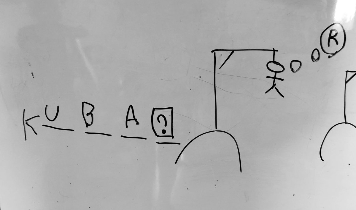 pvysdev's tweet image. Hráli jsme hangmana a neuhodl jsem Kubu. Trik byl v tom že byl na pět písmen a poslední byl smajlík ale Kubou použitý font ho tisknul jako ⍰. #hardlevel