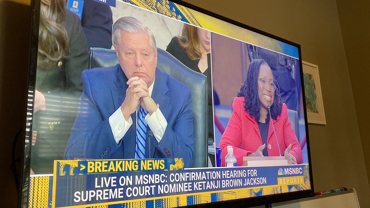 Julie_Senesac's tweet photo. I’m disturbed by Lindsey Grahams attitude towards #KBJ. That’s all I’m gonna say for now. I hope this is as bad as it gets for her. I doubt it is, but fingers crossed. https://t.co/W9d0V5JldU