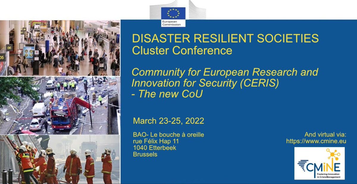 H2020_Fasterproject (@fasterproject) on Twitter photo Tomorrow will be the first day of the
<a href="/CMINE_EU/">CMINE</a> CERIS DRS conference ! Register and learn about activities and tools for #firstresponders
developed in our cluster projects <a href="/ingenious/">Ingenious</a> <a href="/CURSOR_H2020/">CURSOR_H2020</a> <a href="/EU_intrepid/">INTREPID EU Project</a> <a href="/aqua3seu/">aqua3S</a> <a href="/ASSISTANCEh2020/">ASSISTANCE project</a> Tomorrow will be the first day of the
<a href="/CMINE_EU/">CMINE</a> CERIS DRS conference ! Register and learn about activities and tools for #firstresponders
developed in our cluster projects <a href="/ingenious/">Ingenious</a> <a href="/CURSOR_H2020/">CURSOR_H2020</a> <a href="/EU_intrepid/">INTREPID EU Project</a> <a href="/aqua3seu/">aqua3S</a> <a href="/ASSISTANCEh2020/">ASSISTANCE project</a>