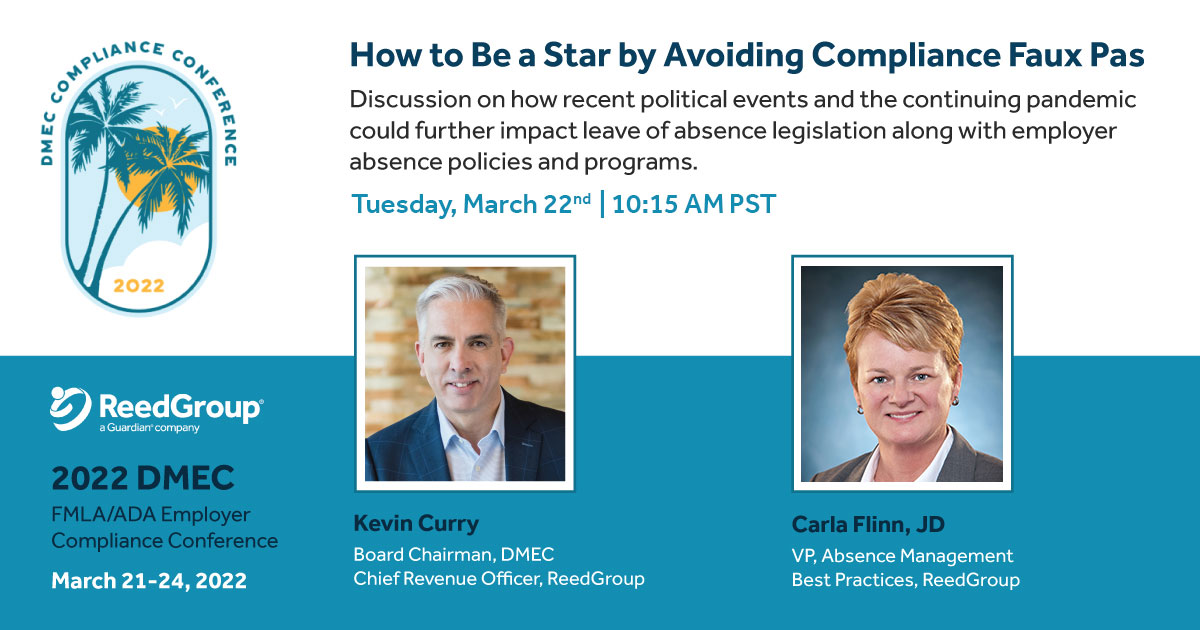 ReedGrp's tweet photo. Don’t miss ReedGroup’s Kevin Curry and Carla Flinn TODAY at the 2022 @DMECAbsenceMgt’s Compliance Conference. https://t.co/6sjEwwFndb
#AbsenceManagment #DMEC2022 https://t.co/xB5YGHeLRf