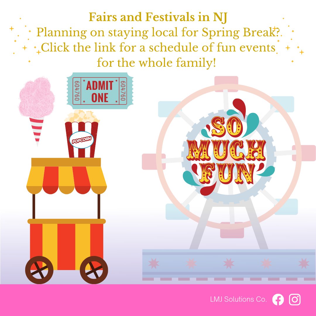 LMJSolutionsCo's tweet photo. Are you looking for fun activities for the whole family? Check out this curated list of Fairs and Festivals in NJ.
https://t.co/sEZST9RpNT

#LMJSolutions #TipTuesday #FamilyFun https://t.co/2Em2O3hcfh
