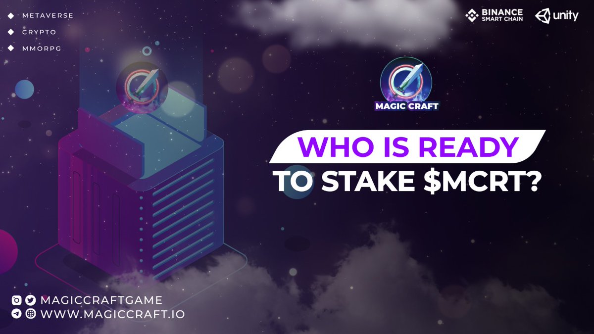 MagicCraftGame's tweet photo. Who is ready to stake $MCRT?🚀

✅Our mission is to bring more value to the community.
✅The longer the lock-up period, the bigger the rewards.
✅Staking rewards can also be claimed in #NFTs. https://t.co/Bjsepi96Ap