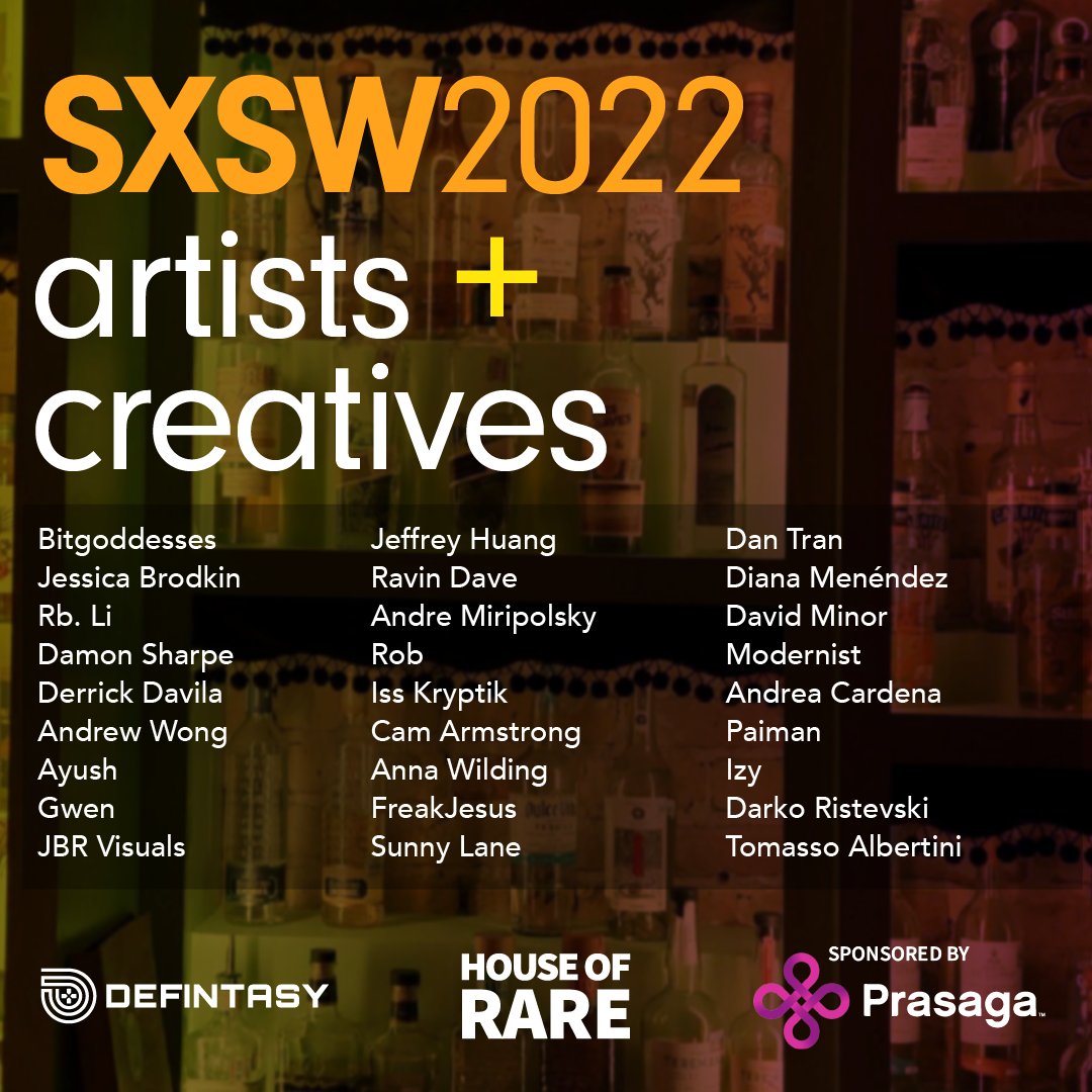 defintasy's tweet photo. Thank you to all artists &amp; creatives who participated in the House of Rare + Defintasy
SXSW2022 NFT Exhibition!  Big thanks to PraSaga for sponsoring the event!

#NFTCommunity 
#NFTartists 
#nftart 

@PrasagaOfficial @houseof_rare 
@bitgoddesses
@mystical_muses
@rbli17
@10past9 https://t.co/tnDs7H8Mpp