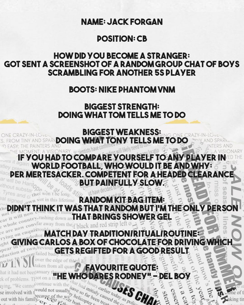 StrangersUtdFC's tweet photo. MEET A STRANGER‼️

Get to know Jack Forgan 

#upthestrangers #grassrootfootball https://t.co/bHgE8yAlrp