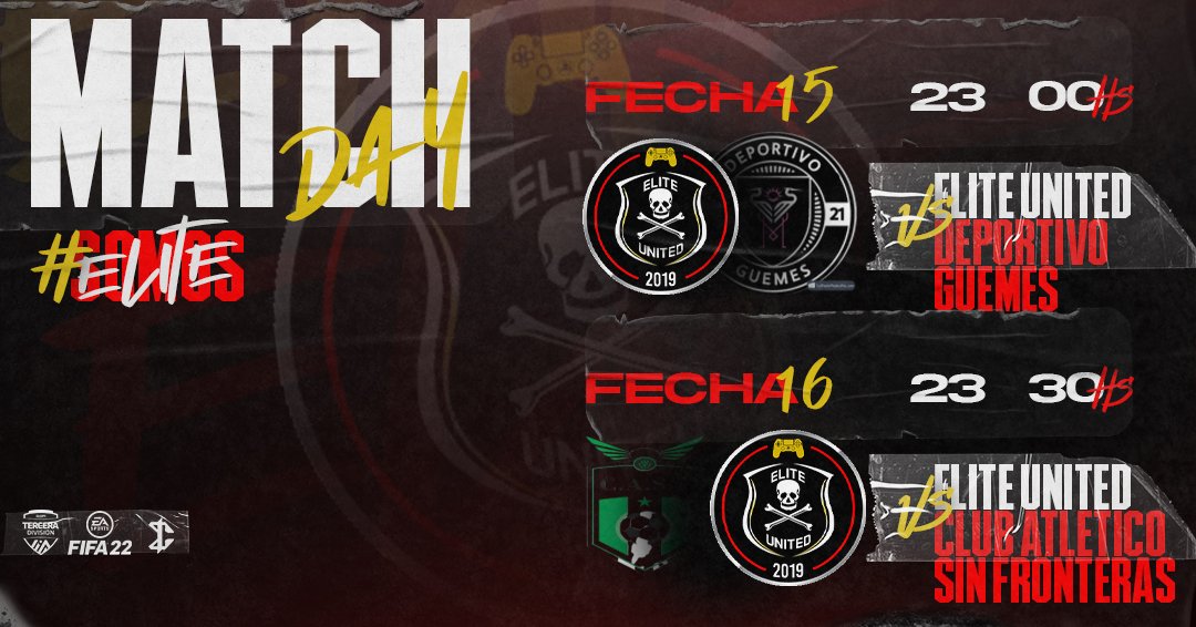 #MatchDay | <a href="/IESAFIFAar/">IESA Argentina</a> 🎮

Arranca la penúltima semana de liga, vamos en busca del 6/6 para seguir en los puestos altos.

¡ Vamos los pibes ! 🔴⚫

#SomosELITE 🇦🇴☠️