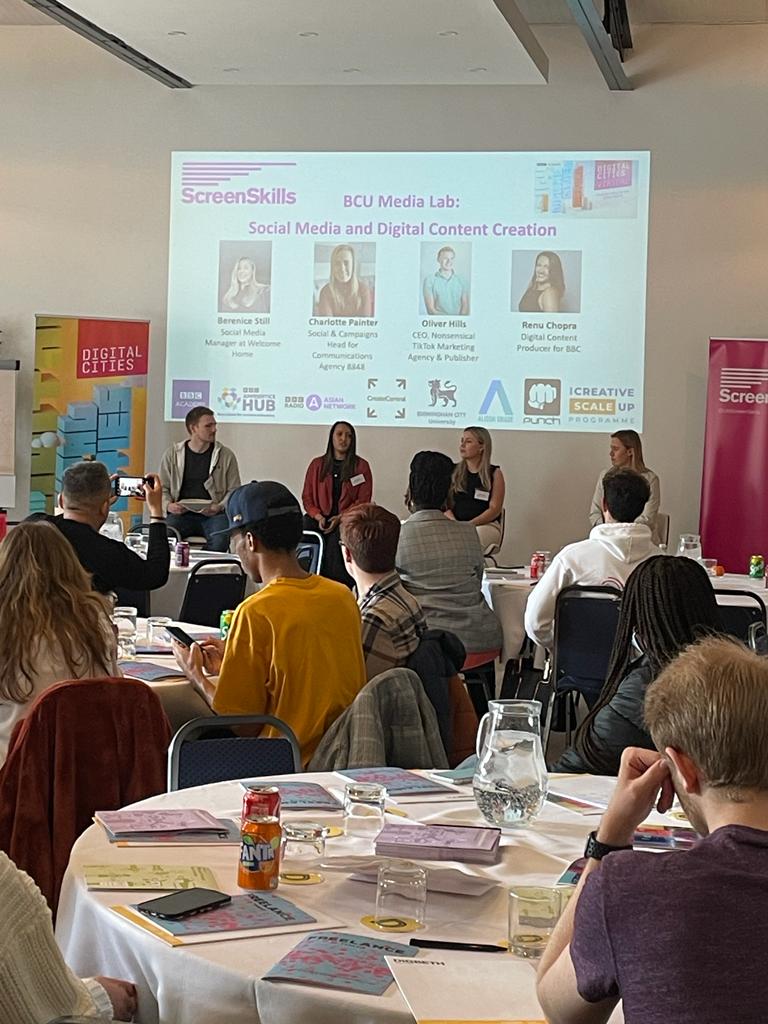 #Digicities is back! This afternoon is kicking off with a session from @BCUmedia on how to get into a career in social media management and digital content production 📲🤳