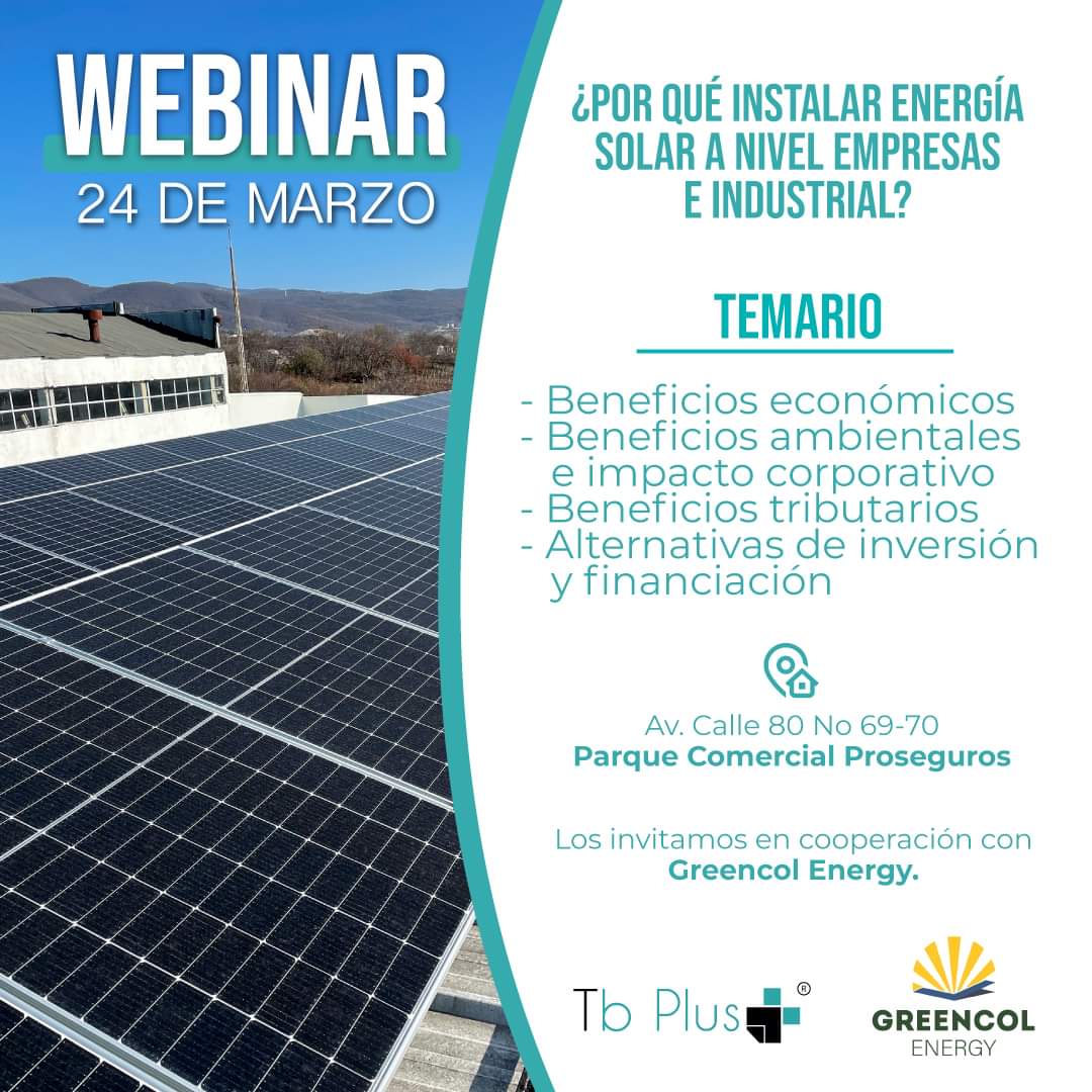 tb_plus's tweet photo. 📣 WEBINAR GRATUITO 📣 

¿Quieres conocer todos los beneficios que obtienes al instalar energía solar industrial o residencial? 👀⚡ Te invitamos este jueves 24 de Marzo a las 10:00a.m. a nuestro Webinar 🤝🏼✅

LINK DE REGISTRO: 
https://t.co/eTZTP0MoSZ https://t.co/SprwTdb2xf