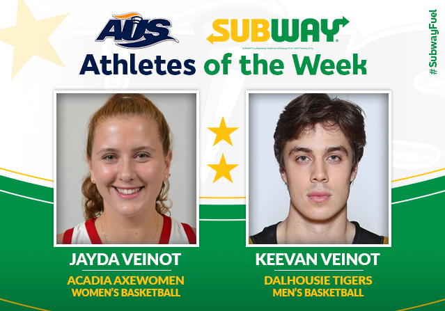 These twins had identical weekends, winning the 2022 Subway AUS Basketball Championships and being dubbed tourney all-stars and championship MVPs. Congrats to <a href="/AcadiaAthletics/">Acadia Athletics</a>' Jayda Veinot and <a href="/DalTigers/">Dal Tigers</a>' Keevan Veinot!

🏀Read more: tinyurl.com/j4vwb559