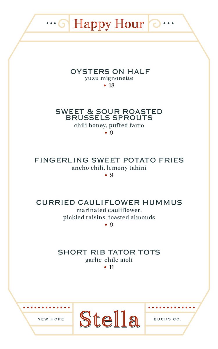 StellaNewHope's tweet photo. We’ve been getting LOTS of inquiries about our NEW happy hour! Here’s a quick look at what you can expect. #FoodSpecials &amp; #DrinkSpecials are subject to change. For the updated version of the #HappyHourMenu, please visit: https://t.co/A6eJwQata1 #StellaNewHope https://t.co/joytMGK4jh