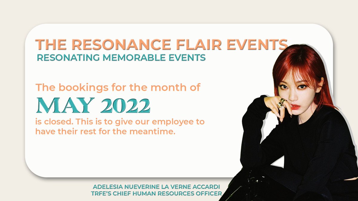 ‌

      ANNOUNCEMENT.⠀

      THE RF EVENTS will not
      accept any bookings for
      the month of MAY year 2022.

      This is our way of giving employees
      their much-needed rest. Kindly
      follow us for more updates about
      June bookings.

‌