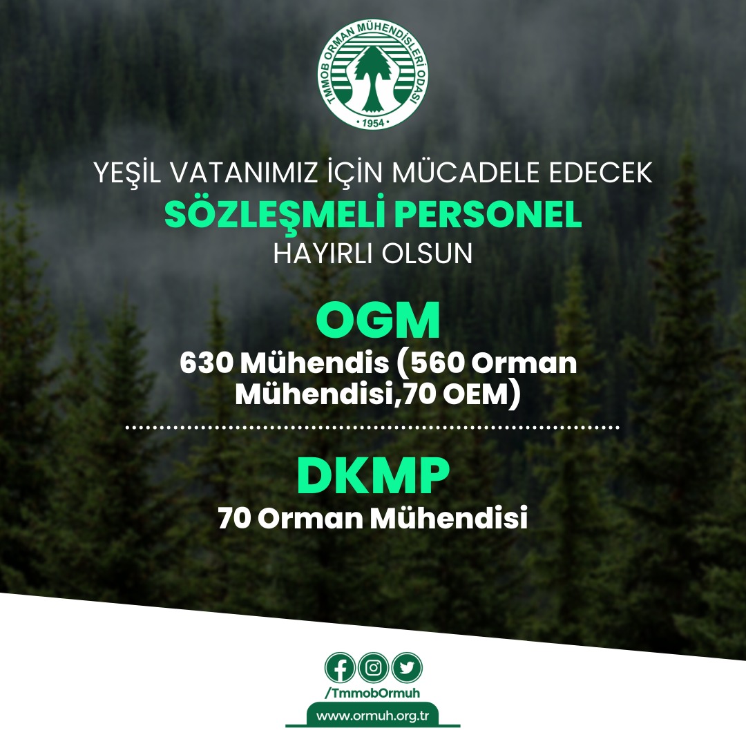 Yeşil Vatan için fedakarca çalışacak yeni meslektaşlarımızı sabırsızlıkla bekliyoruz. 

Hayırlı olsun.