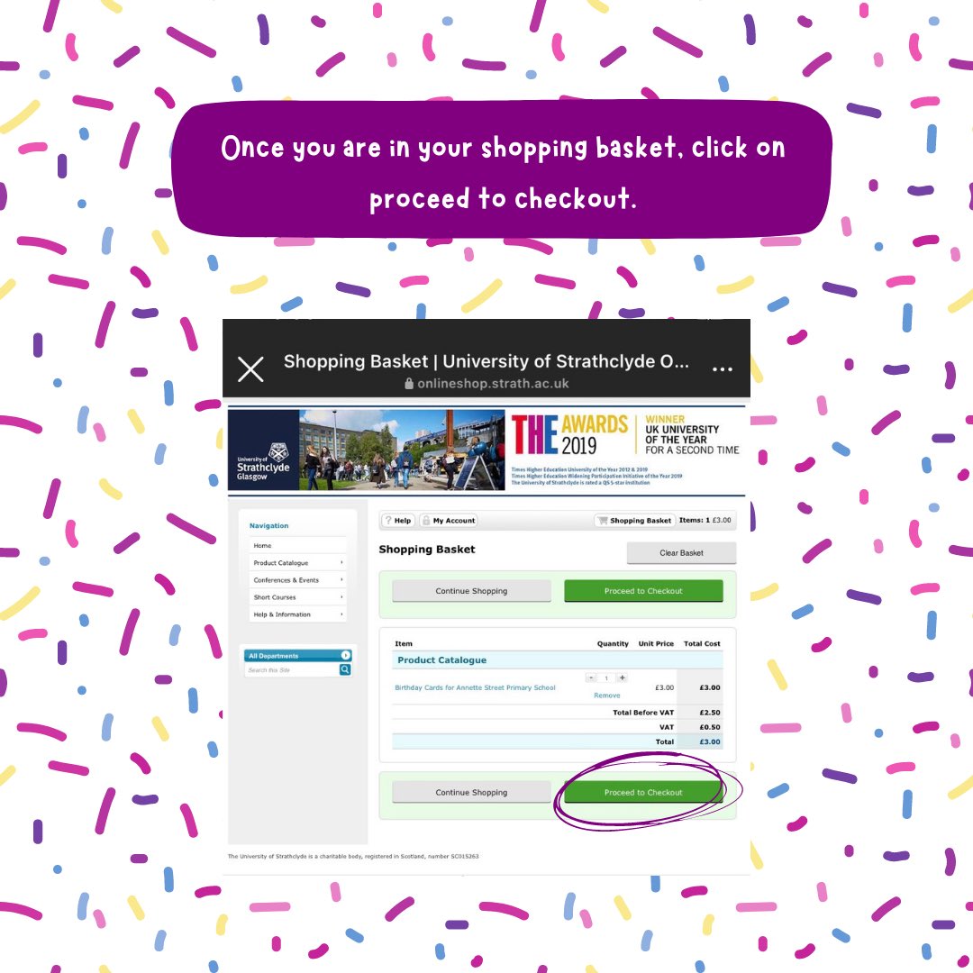 StrathAnnette's tweet photo. How to buy our birthday cards via the Strathclyde online shop 🎂 

Here are instructions to help you navigate the online shop in order to buy some birthday cards 🎉 

Hope this helps and any questions feel free give us a message! 🤍 @AnnetteStreetPS https://t.co/AQ9hrxIGRY