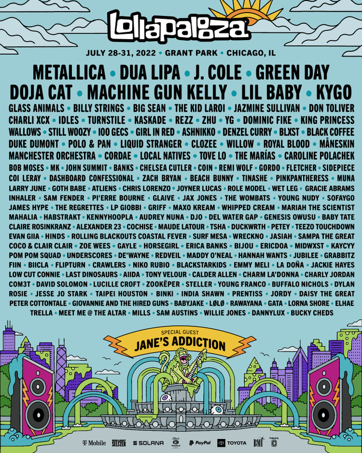 GreenDay's tweet photo. Oh heyyy, Chicago! Making our return to headline @lollapalooza for the first time since 2010 💥 Can't wait to kick it at Grant Park 🎸😜 https://t.co/6xYFAKd5Xj https://t.co/CkLkgPDzUJ