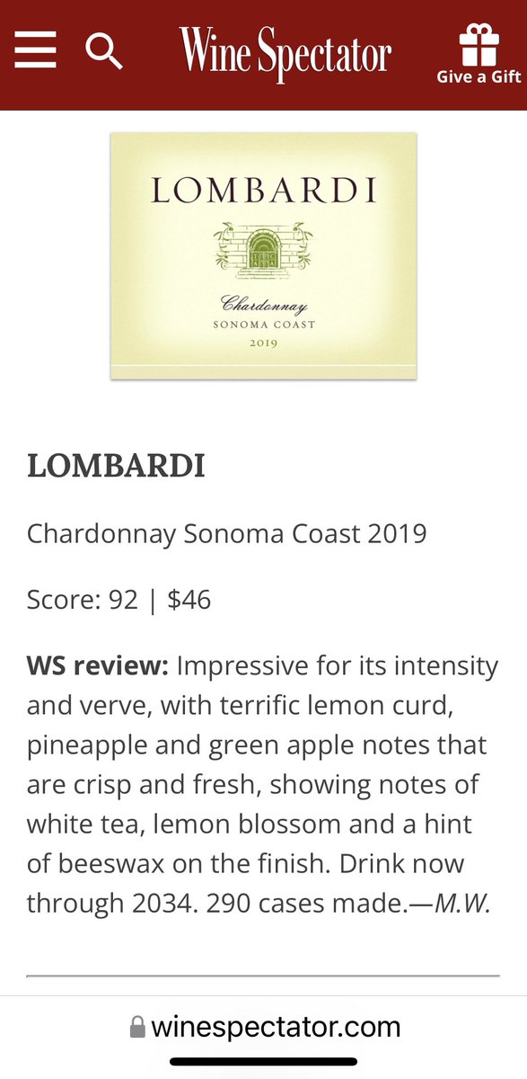 LombardiWines's tweet photo. Thank you Wine Spectator Magazine! We couldn’t be more thrilled to receive this news today. We are grateful that people are enjoying the wines we love to make. ❤️🍷
#wine #winespectator #chardonnay #lombardiwines #petalumagap #thisissonoma https://t.co/NXGiQRoXOH