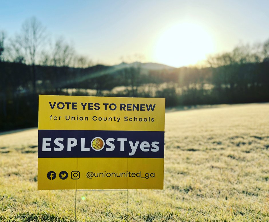 Show your support of <a href="/ucschoolsga/">UC Schools</a>!
Signs are available at Rick’s Rental in Blairsville (details in link below) &amp; remember to Vote YES May 24th! 

mailchi.mp/5115216914dc/h…
#esplostYES #unionunited