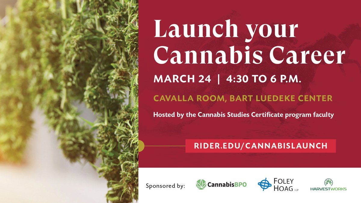 Learn more about Rider's new cannabis studies certificate program from faculty and industry experts.

Register to attend at bit.ly/3JsjXdk.