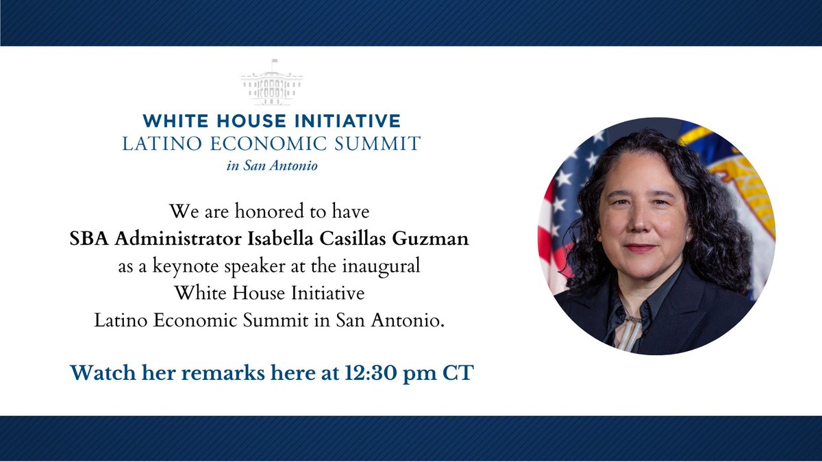 WhiteHouseOPE46's tweet photo. We're excited to kick off the @WhiteHouse Initiative Latino Economic Summits TODAY in San Antonio at @UTSA where @SBAIsabel will deliver remarks. The summit will connect the local Latino community to resource info &amp; federal leaders. Tune in: https://t.co/X7p4fGXiVG #WHLatinos https://t.co/Vo4dwM72ru