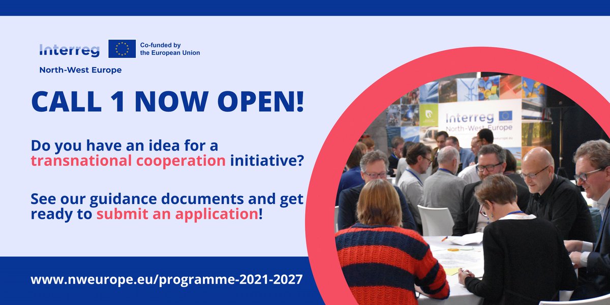 🇪🇺 🇪🇺  Call 1 is open!] 🇪🇺 🇪🇺

Our first call for projects in the 2021-2027 period is now open! 

This call is open to all programme priorities and Specific Objectives (SOs). 

🗓️Submit your proposals by 15 Jun at 12.00 pm CET (11.00 am GMT). 

➡️ nweurope.eu/programme-2021…