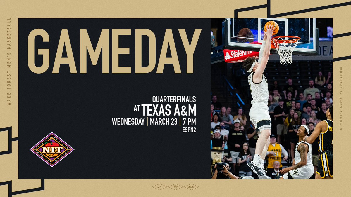 Time to hoop. 

📍 Reed Arena
🆚 Texas A&amp;M
⏰ 7:00 PM
📺 ESPN2
📊 deacs.info/3qpywXu
📻 deacs.info/3tc28tp

#GoDeacs 🎩🏀
