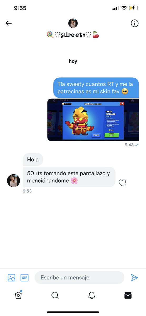 Banda me ayudan con un RT pls 🥺❤️ y tia <a href="/Sweety_bschile/">🍭♡𝒮𝓌𝑒𝑒𝓉𝓎♡🍒</a> patrocina la skin #BS