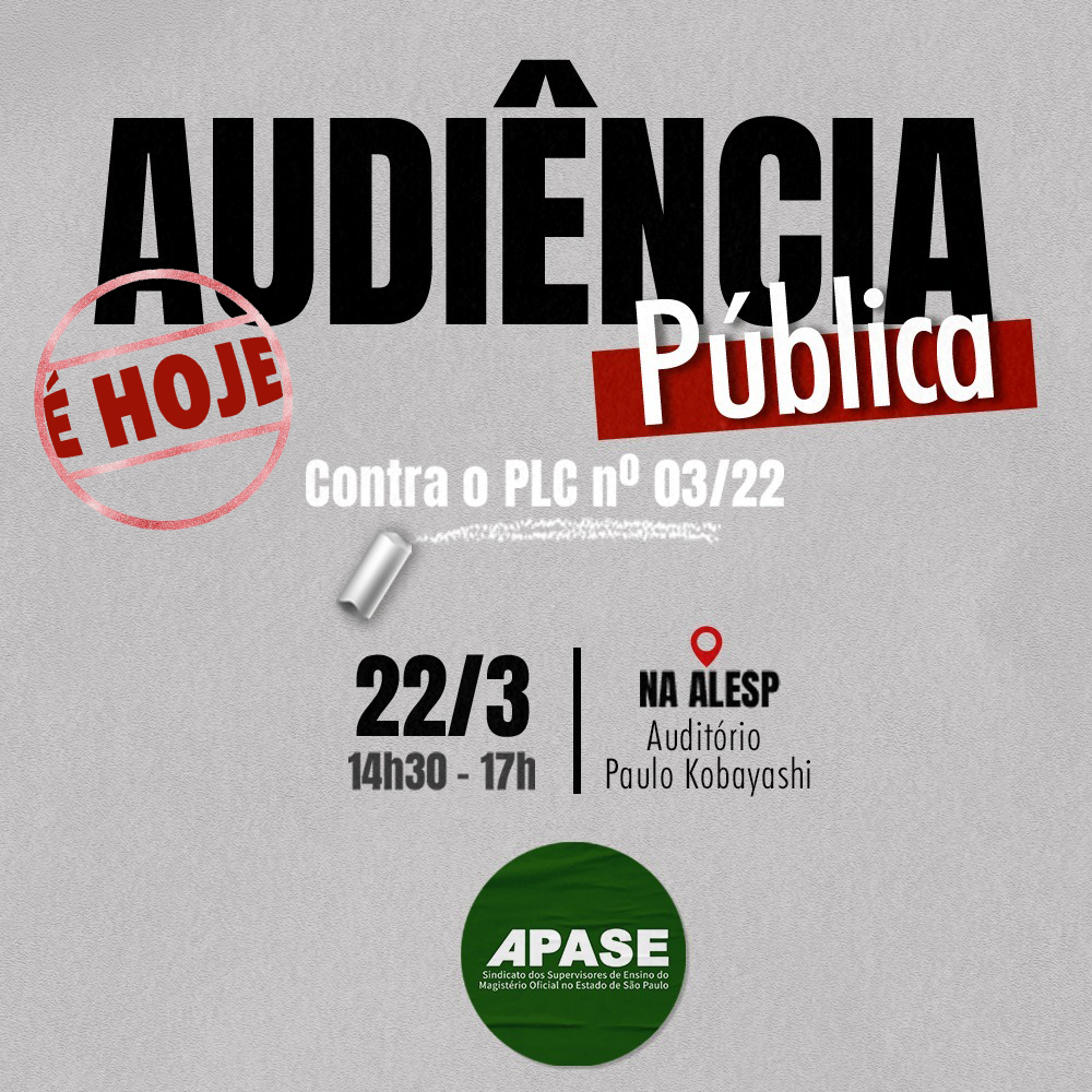 ApaseSp's tweet photo. 📌 HOJE! 22/03, MAIS UM DIA DE LUTA CONTRA O PLC 03/2022
👊 Precisamos nos posicionar contra o projeto da "nova carreira do magistério" encaminhado à ALESP pelo governador de SP. É uma farsa! Retira direitos duramente conquistados. #sindicatoapase #uniãoeresistência #ContraPLC3 https://t.co/4C4PB4MudE