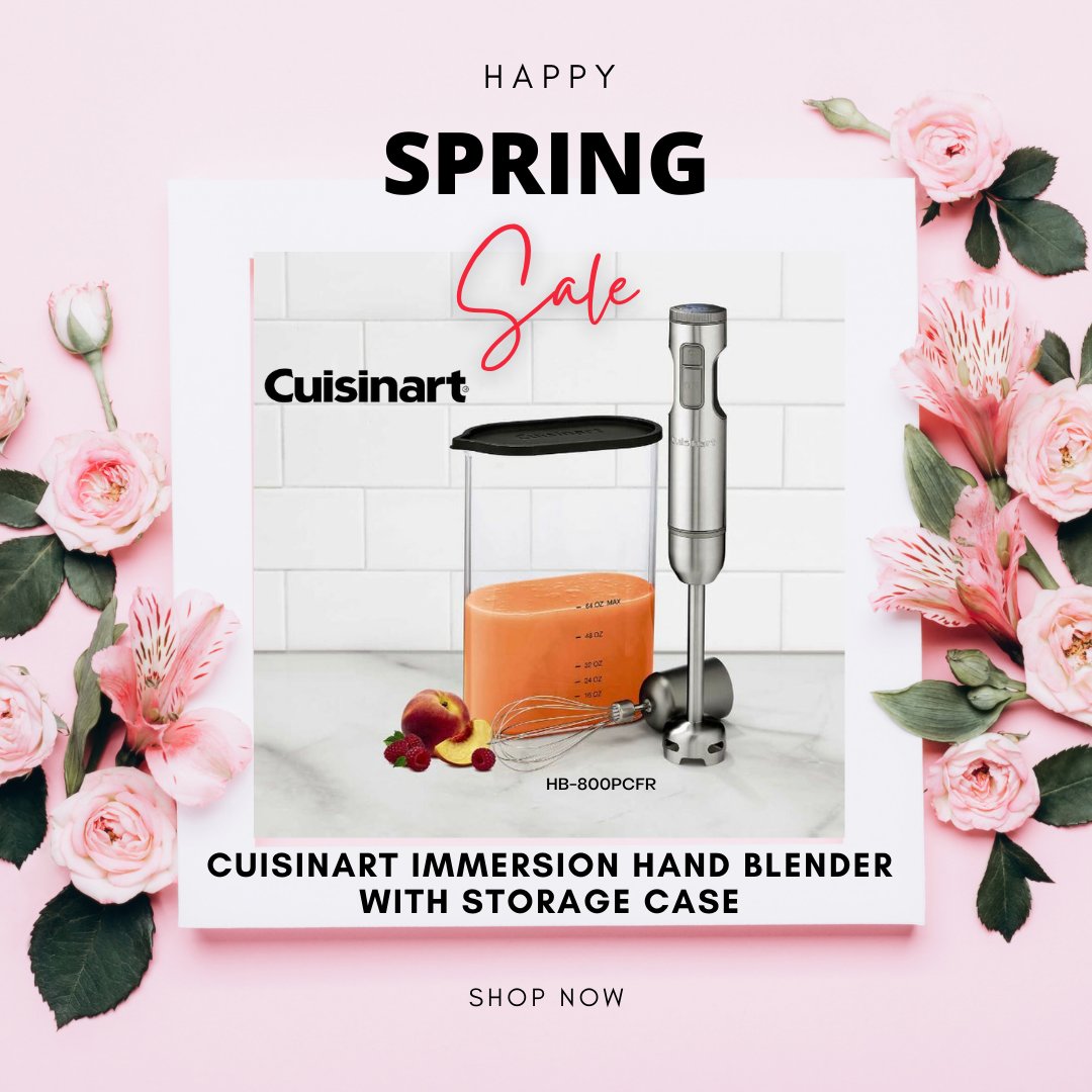 DealParade's tweet image. Spring has definitely sprung! See the latest deal on the HB-800PCFR #Cuisinart Hand Blender with Storage Case, perfect for handling all different projects in the kitchen! #DealParade #SpringSale #Blender #Houewares #Home